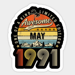 Awesome Since May 1991 Vintage 32nd Birthday Sticker